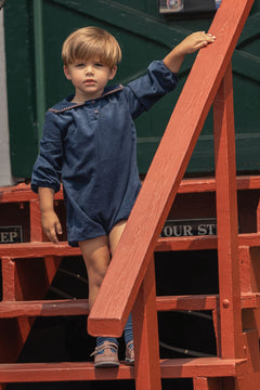 Heirloom Collar Romper - navy