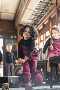 Penny Check Ruffle Dungarees - red and navy