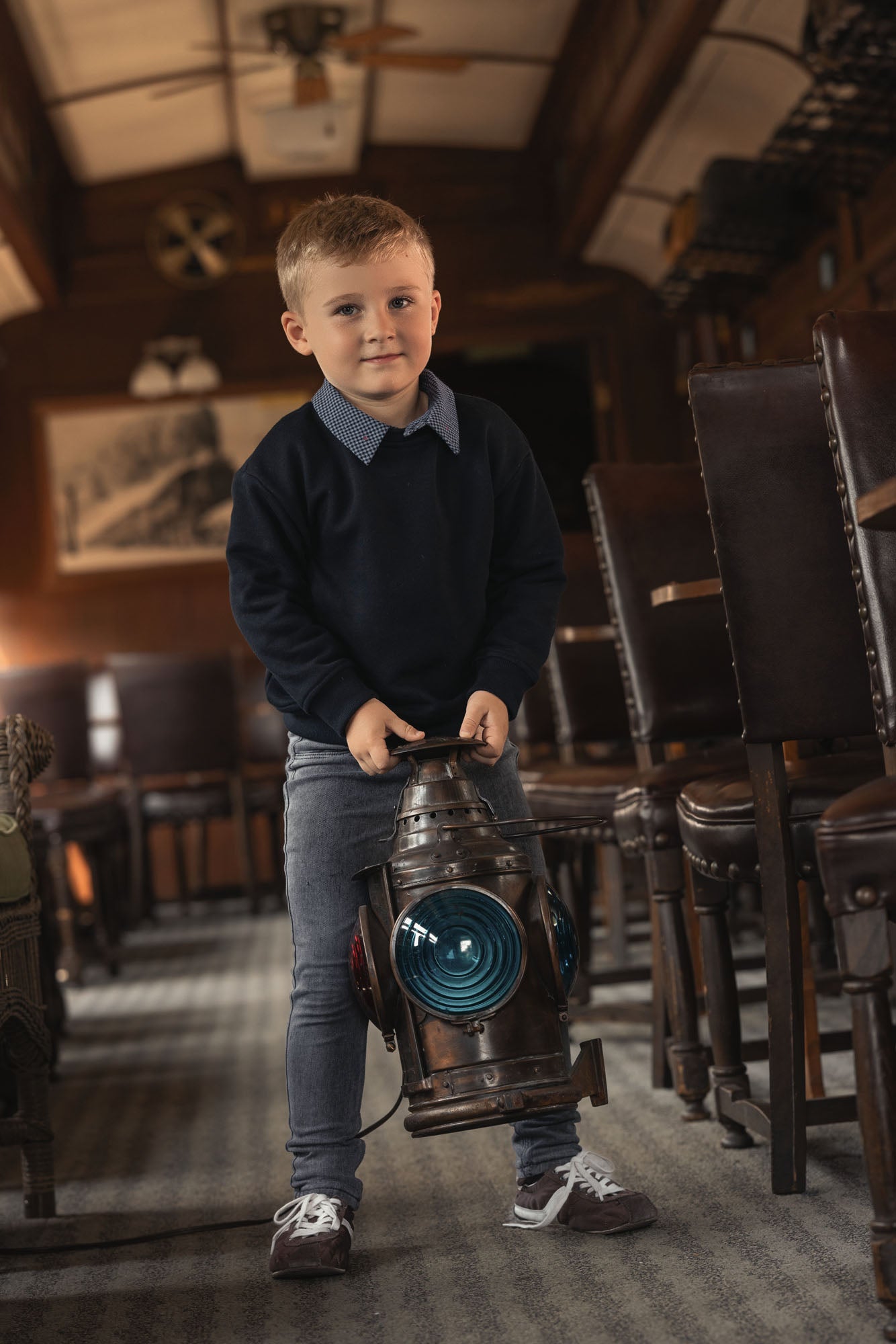 Penny Check Black Sweatshirt- with blue and black removable collar