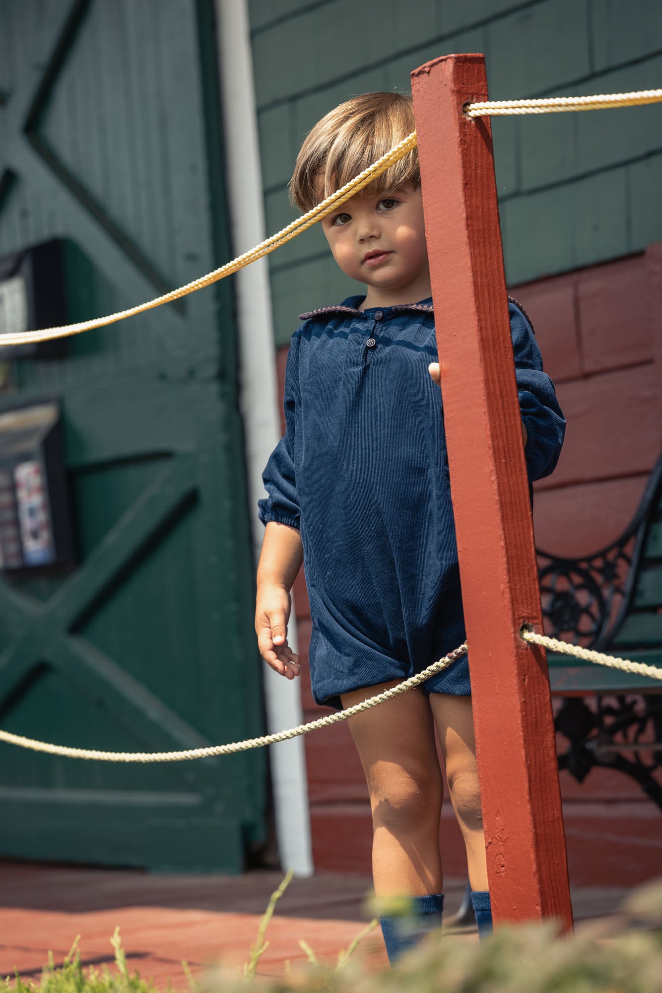 Heirloom Collar Romper - navy
