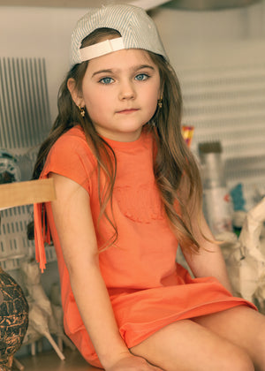 Girls Fringe Play Dress Coral