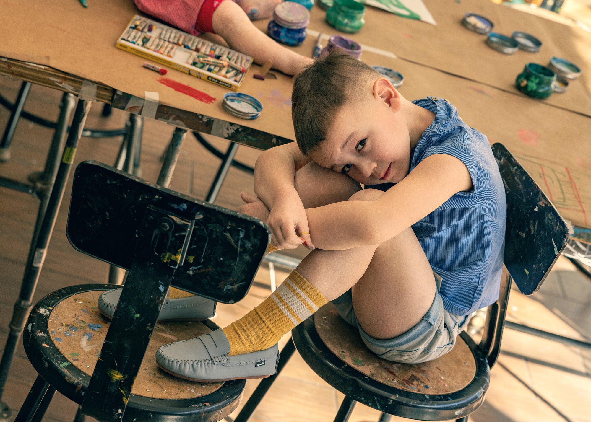 Maison Stripe Classic Top-Blue