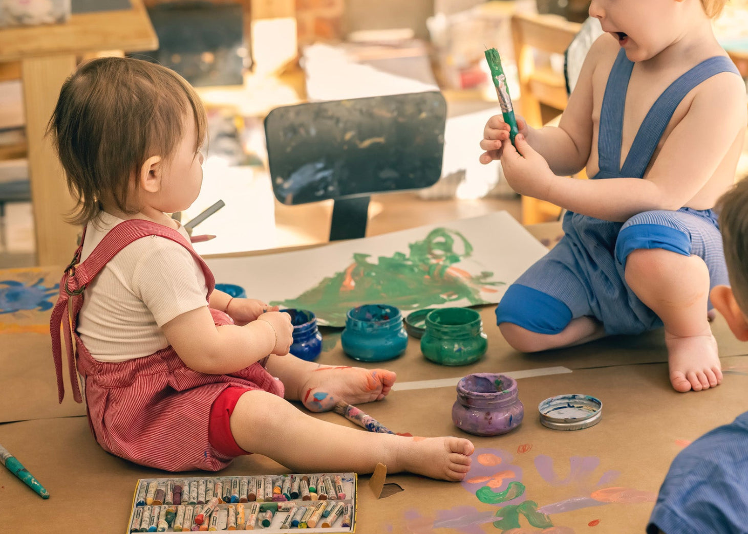 Maison Stripe Baby Romper- Red