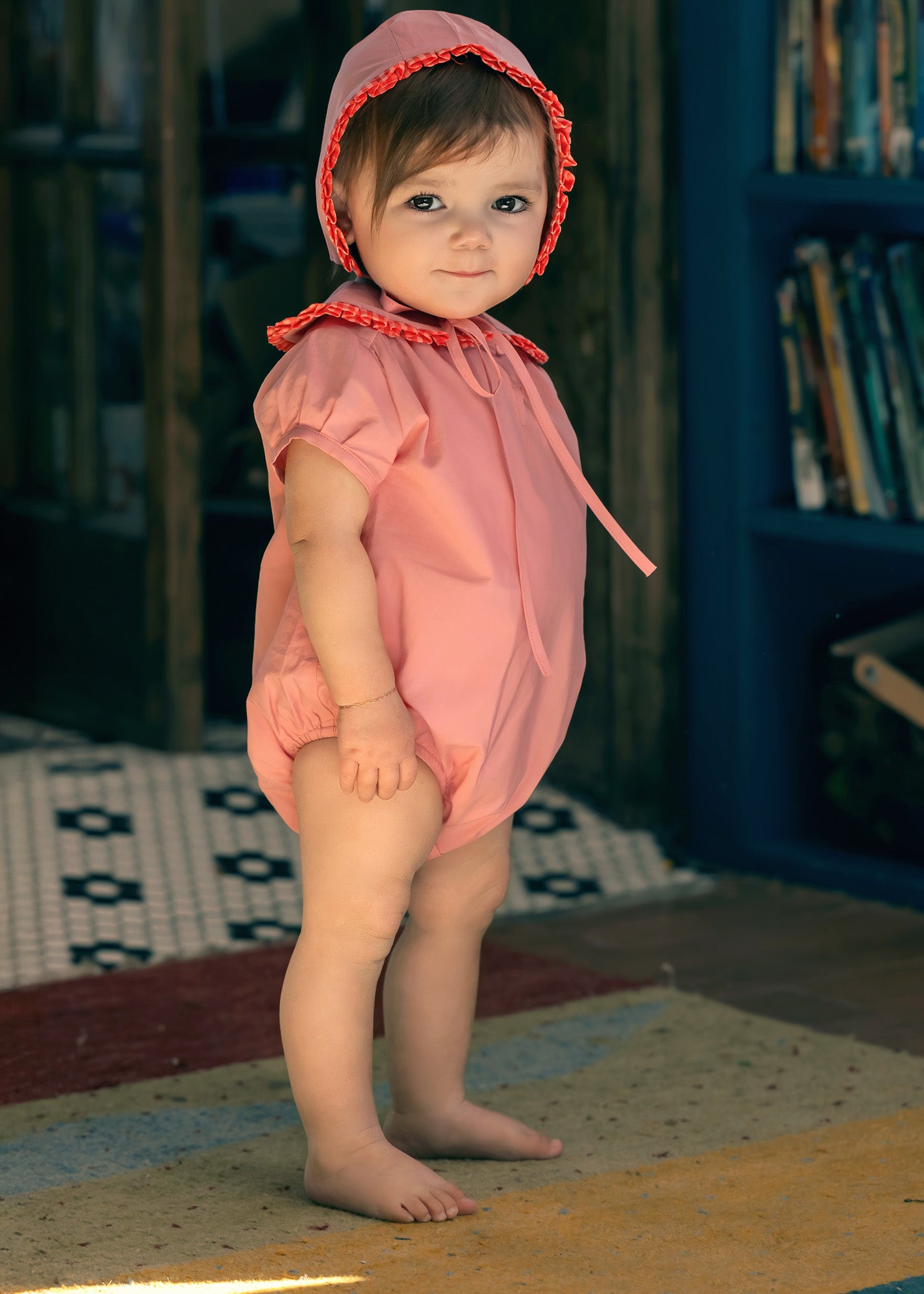 Rosette Baby romper Carnation Pink