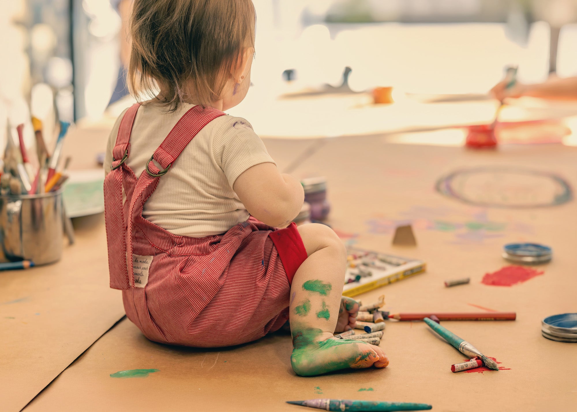 Maison Stripe Baby Romper- Red