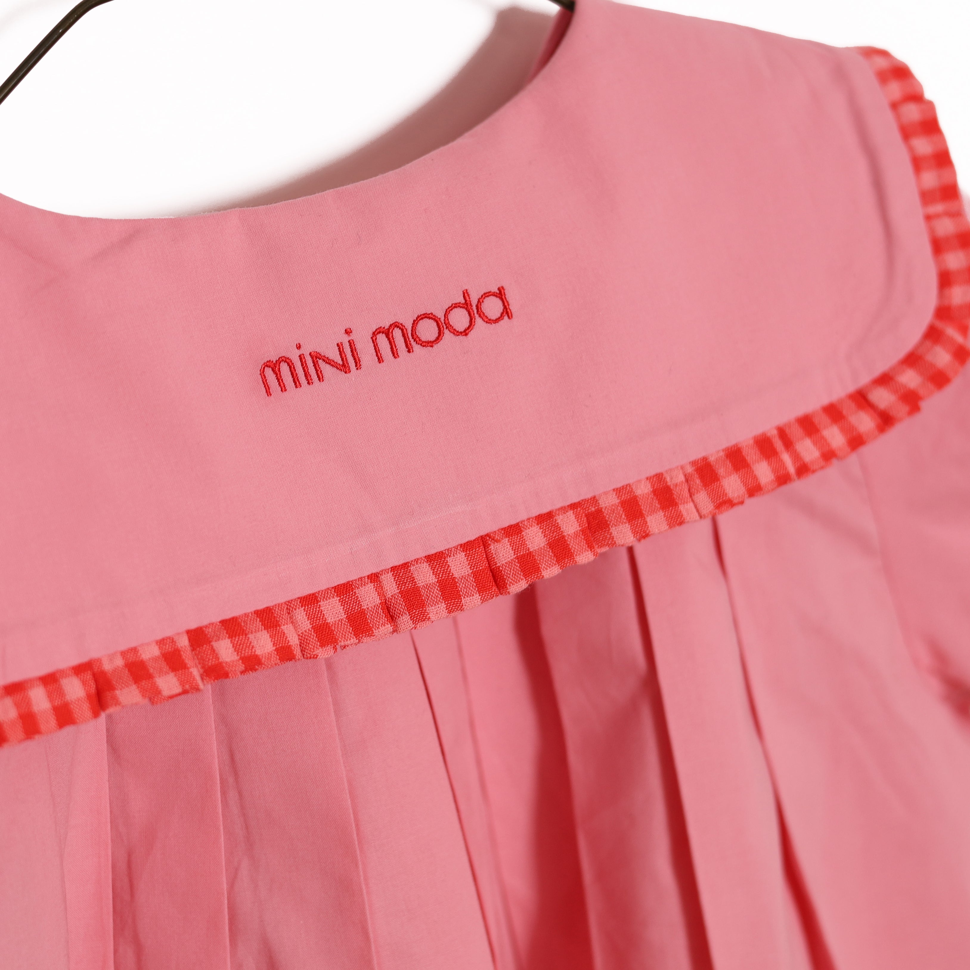 Rosette Collar Dress Carnation Pink- 3/4 Sleeves – Mini Moda