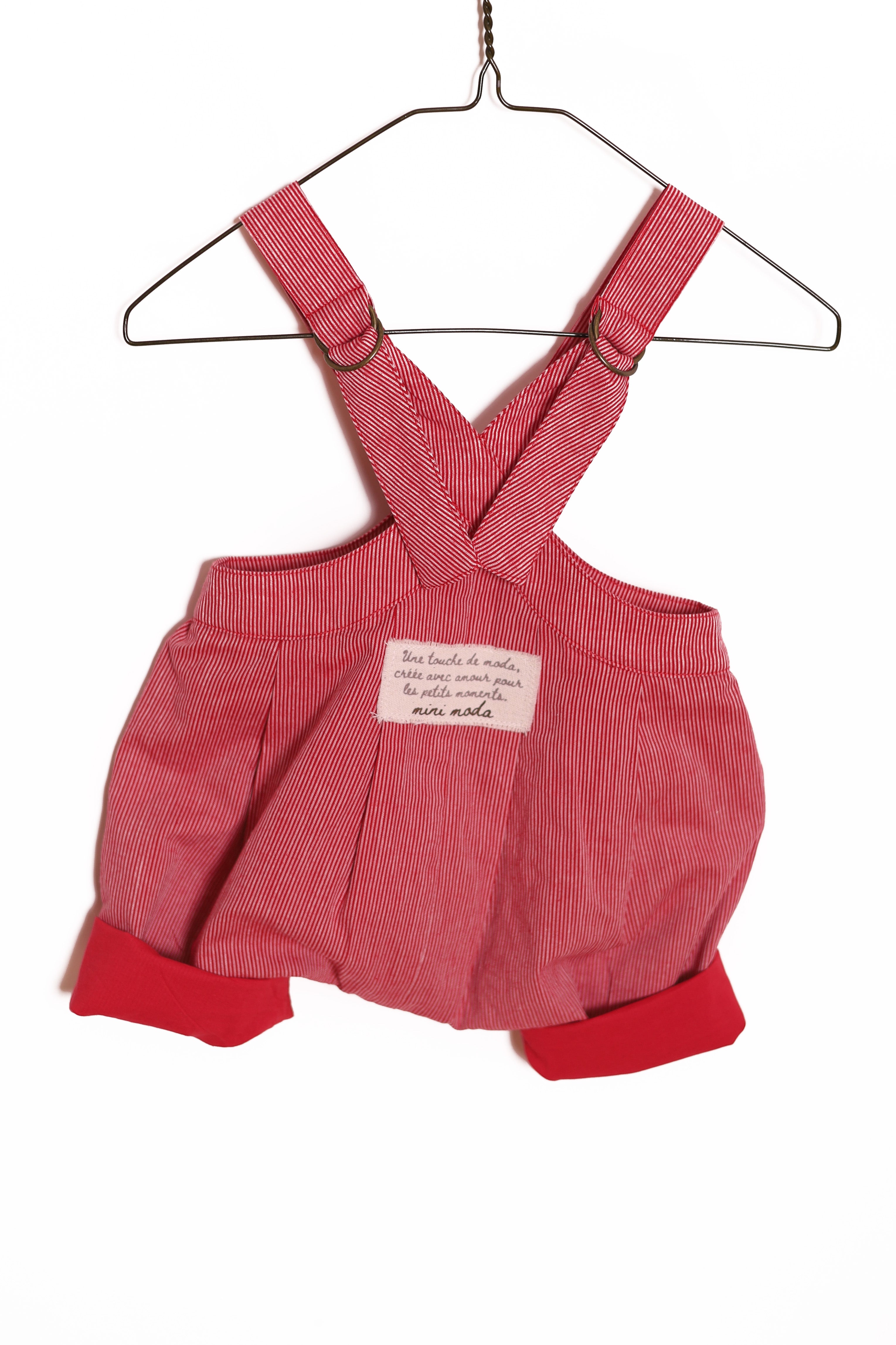 Maison Stripe Baby Romper- Red