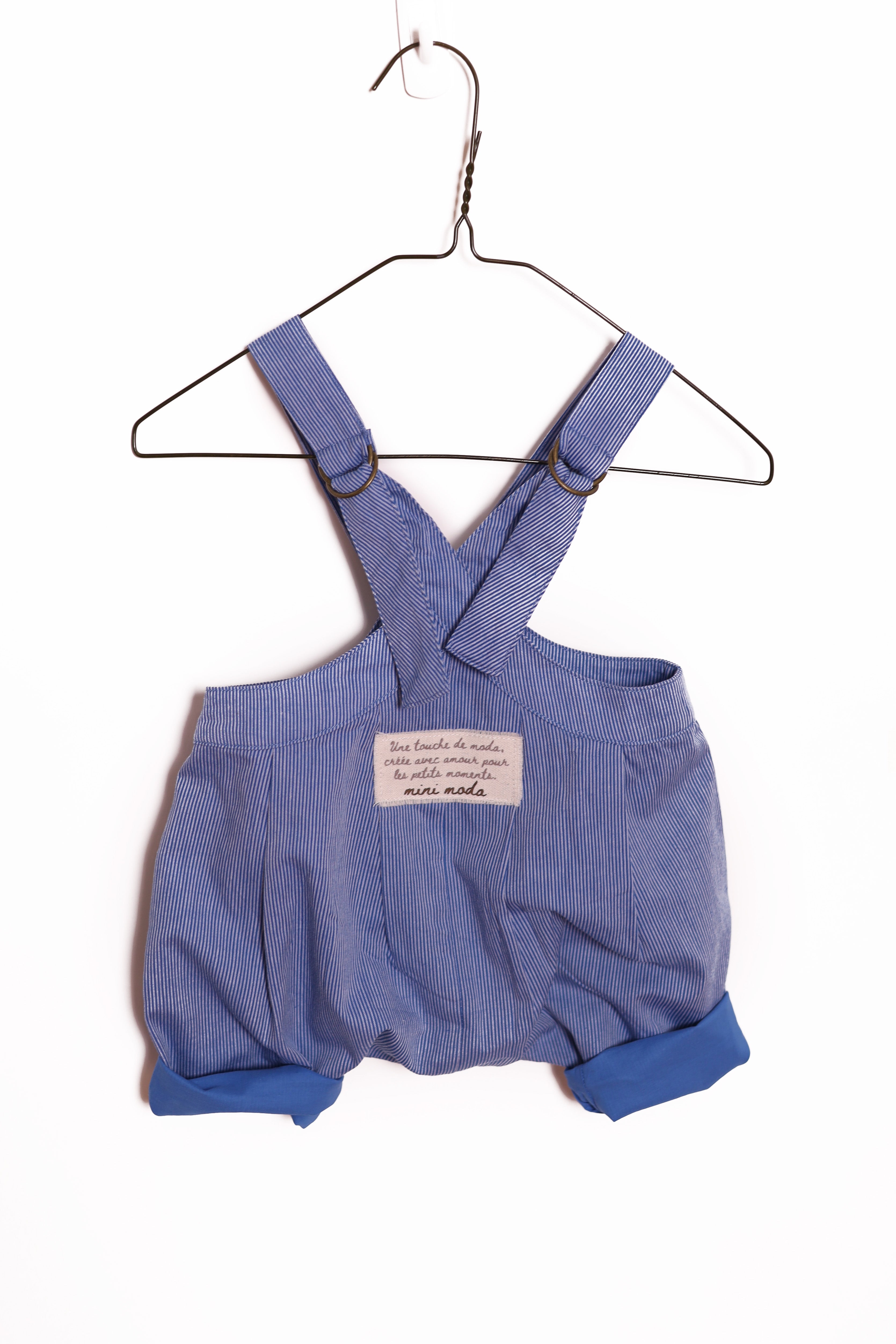 Maison Stripe Baby Romper- Blue