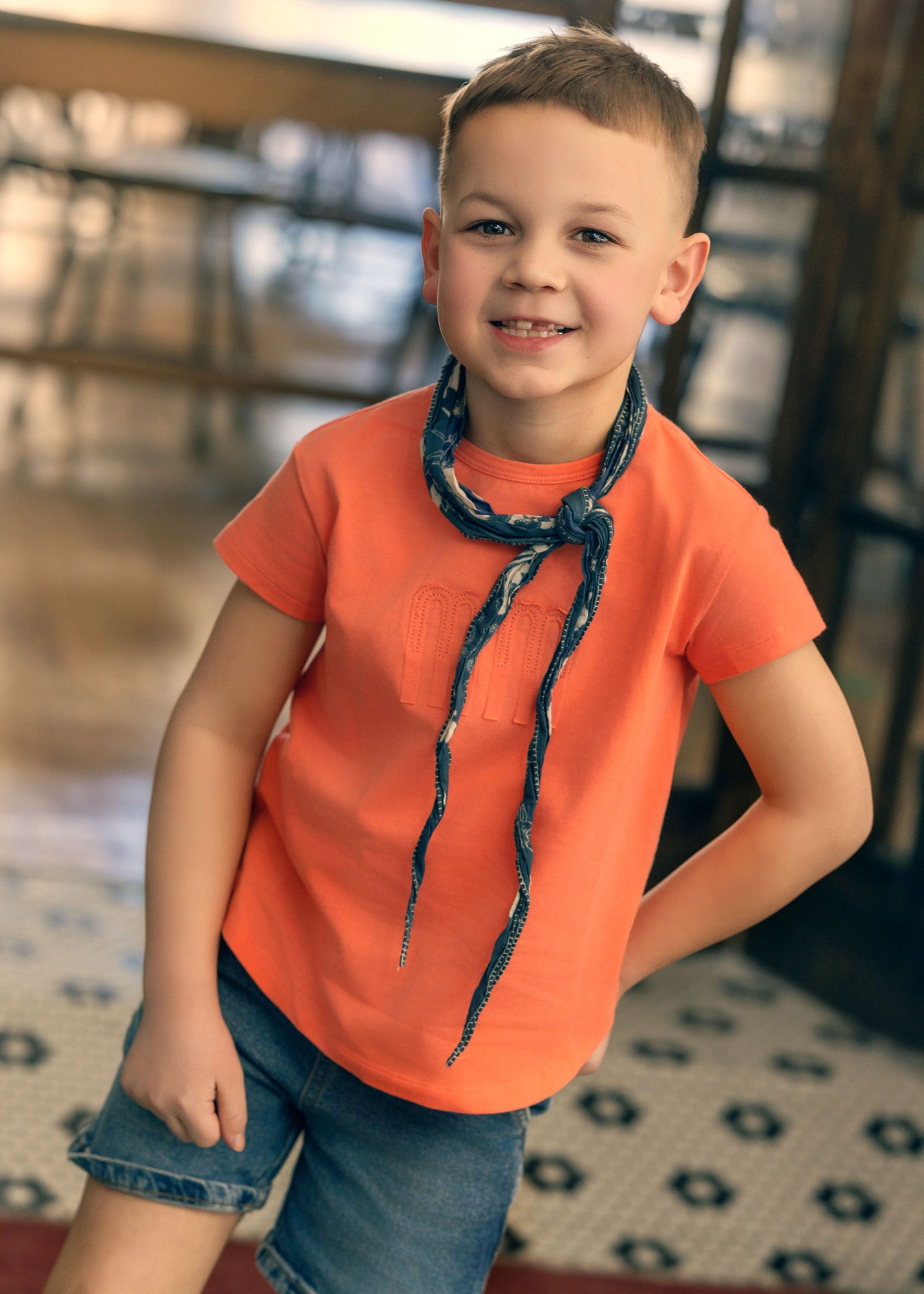 Boys Fringe Play T-Shirt- Coral